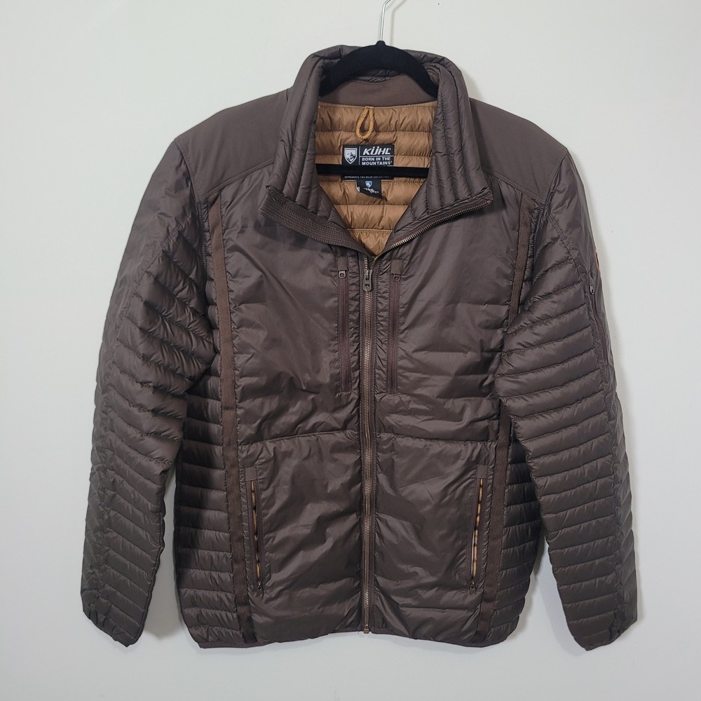 Kuhl Size L Projekt Jacket Mens Brown Quilted Full Zip Lightweight Puffer